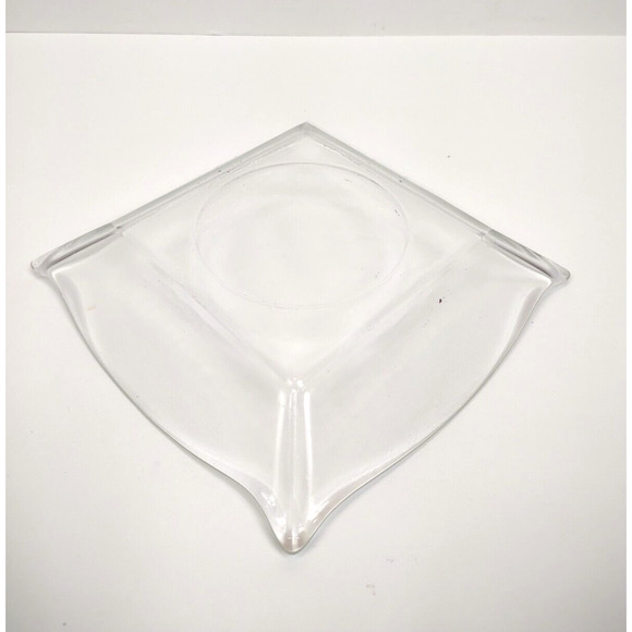 Vintage Clear Glass Pillar Candle Holder Plate Square 5.5" Beveled Edge - Picture 3 of 7